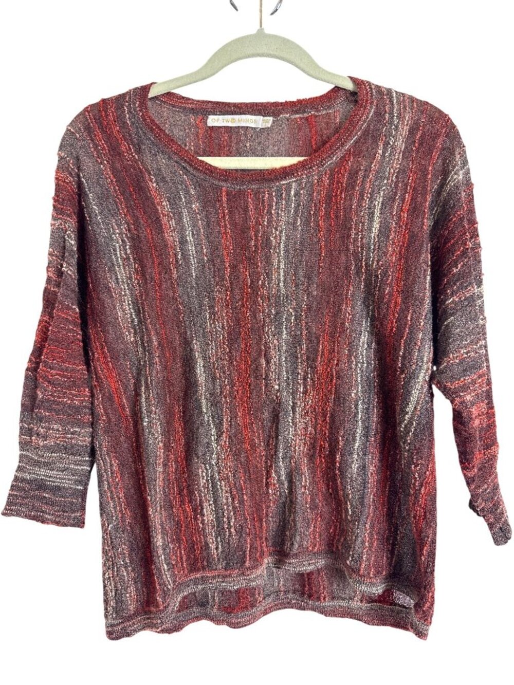 Of Two Minds Striped Lightweight Sweater Retro Boho Super Kid Mohair Blend